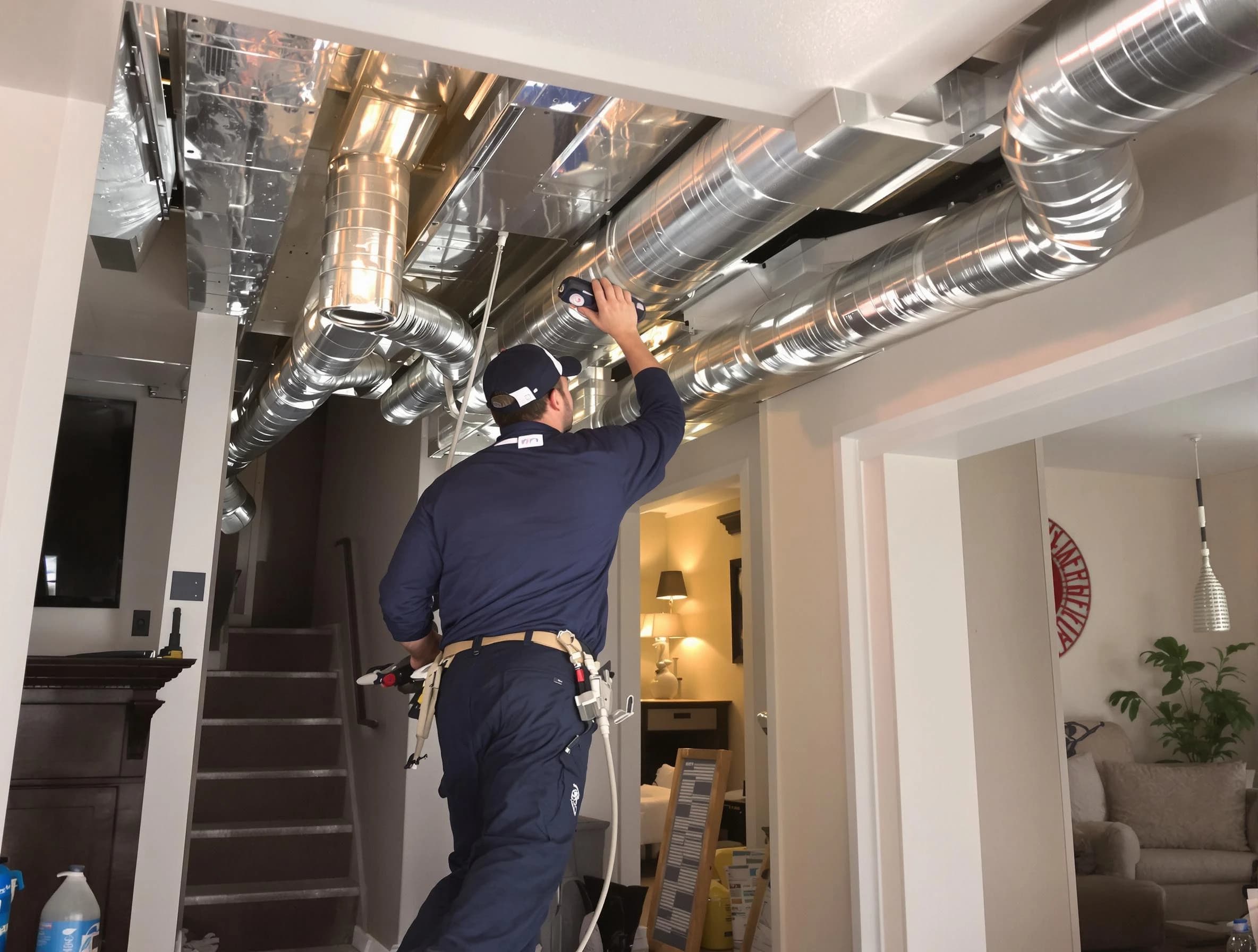 Federal Heights Air Duct Cleaning expert performing specialized duct cleaning in a mobile home in Federal Heights